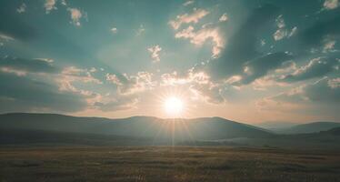 Sunlit landscape background photo