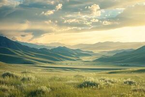 Sunlit landscape background photo