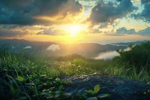 Sunlit landscape background photo