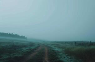 Gloomy Landscape with mist photo