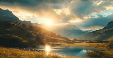 Sunlit landscape background photo