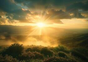 Sunlit landscape background photo