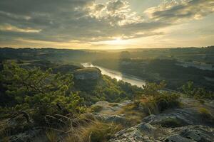 Sunlit landscape background photo