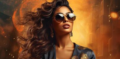 South Asian Girl Wearing Sunglasses photo