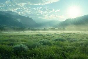 Sunlit landscape background photo