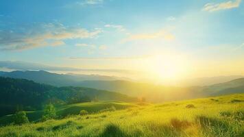 Sunlit landscape background photo