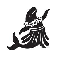 Hula dancer whale silhouette on a white background vector