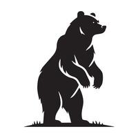 A Bear Standing illustration in black and white vector