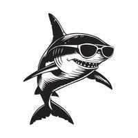 Shark wearing sunglasses illustration vector