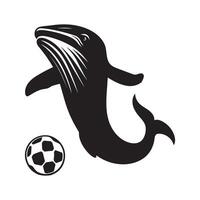 Whale - Soccer goalie whale illustration in black and white vector