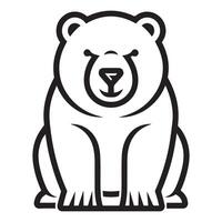 a bear in sitting outline illustration in black and white vector