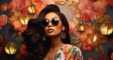 South Asian Girl Wearing Sunglasses photo