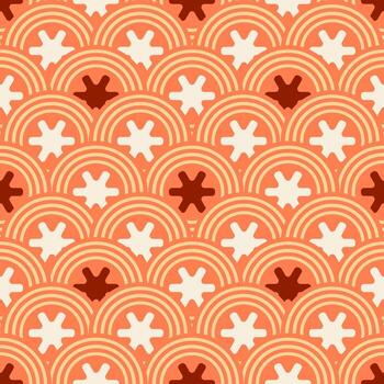 Seamless Pattern Asian Style Circle shape with Square Start Tool shape in the middle vector