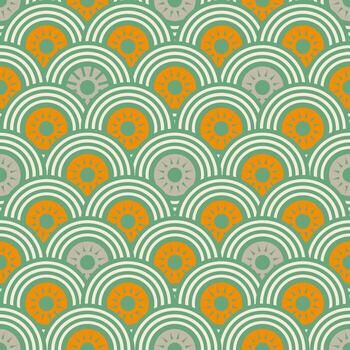 Seamless Pattern Asian Style Circle shape with Cog Tool shape in the middle vector