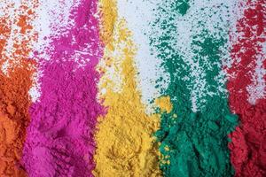 Colorful holi powder isolated on white background. photo