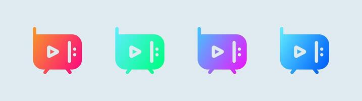 Television solid icon in gradient colors. Retro tv signs illustration. vector