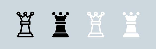 Chess icon set in black and white. Board game signs illustration. vector