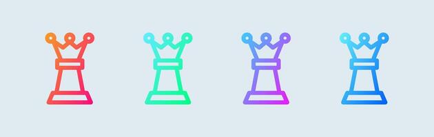 Chess line icon in gradient colors. Board game signs illustration. vector