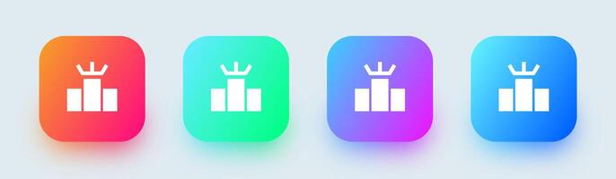 Leader board solid icon in square gradient colors. Competition signs illustration. vector