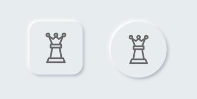 Chess line icon in neomorphic design style. Board game signs illustration. vector