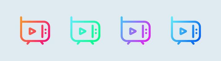 Television line icon in gradient colors. Retro tv signs illustration. vector