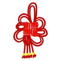 Red threads are tied in Chinese lucky knots, symbolizing good luck and prosperity. The red threads in the knots are wide. For cultural-themed design, materials in the traditional Asian style. vector