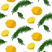 A pattern of lemons and rosemary, aromatic elements on white. It is suitable for decorating culinary-themed dishes, menu backgrounds or refreshing marketing materials. Seamless packaging for flavor vector