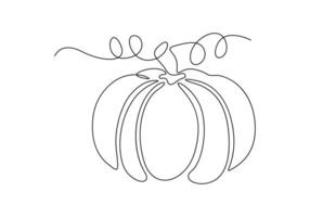 Pumpkin in one continuous line drawing digital illustration vector