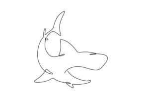 Shark fish in one continuous line drawing digital illustration vector