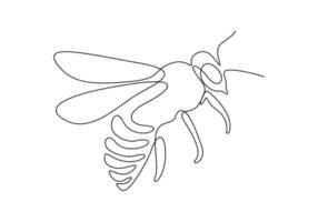 Honey bee in one continuous line drawing digital illustration vector