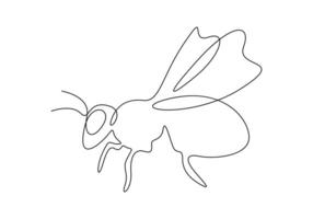 Honey bee in one continuous line drawing digital illustration vector