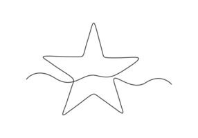 Star continuous one line drawing digital illustration vector