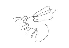 Honey bee in one continuous line drawing digital illustration vector