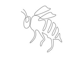 Honey bee in one continuous line drawing digital illustration vector