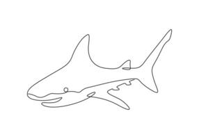 Shark fish in one continuous line drawing digital illustration vector