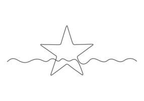 Star continuous one line drawing digital illustration vector