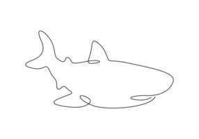 Shark fish in one continuous line drawing digital illustration vector