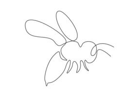 Honey bee in one continuous line drawing digital illustration vector