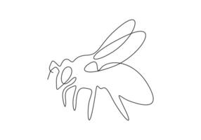 Honey bee in one continuous line drawing digital illustration vector