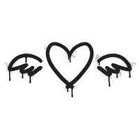 Spray Painted Graffiti heart wings icon Sprayed isolated with a white background. graffiti love wings symbol with over spray in black over white. vector