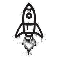 Spray Painted Graffiti Rocket icon Sprayed isolated with a white background. vector