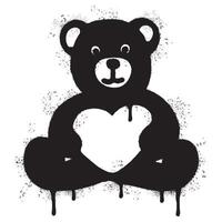 Spray Painted Graffiti Teddy bear icon Sprayed isolated with a white background. vector