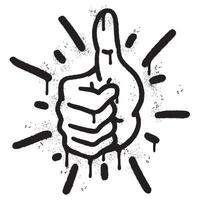 Spray Painted Graffiti Thumbs up icon Sprayed isolated. graffiti Like symbol with over spray in black over white. vector