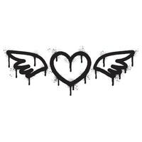 Spray Painted Graffiti heart wings icon Sprayed isolated with a white background. graffiti love wings symbol with over spray in black over white. vector