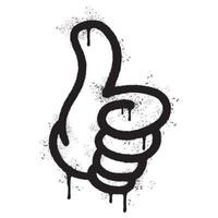 Spray Painted Graffiti Thumbs up icon Sprayed isolated. graffiti Like symbol with over spray in black over white. vector