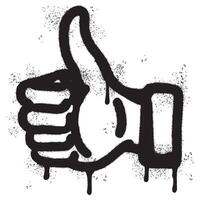 Spray Painted Graffiti Thumbs up icon Sprayed isolated. graffiti Like symbol with over spray in black over white. vector