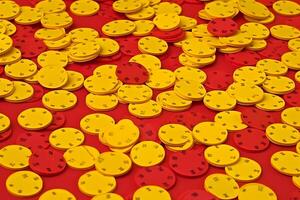 Casino chips in red and yellow colors. Neural network photo