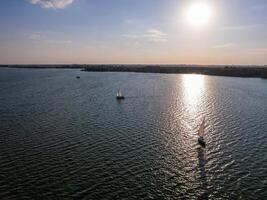 View of a yacht on Lake Palic in Serbia photo