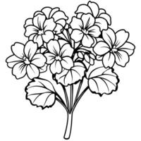 Geranium Flower Bouquet outline illustration coloring book page design, Geranium Flower Bouquet black and white line art drawing coloring book pages for children and adults vector