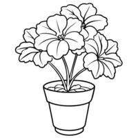 Geranium flower plant outline illustration coloring book page design, Geranium flower plant black and white line art drawing coloring book pages for children and adults vector